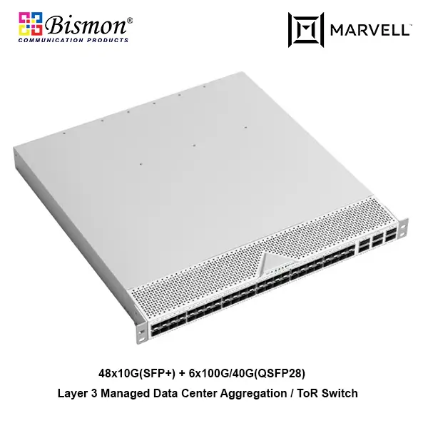 48-Port 10G SFP+ with 6-Port 100G QSFP28 Layer 3 Managed Data Center Aggregation Switch(Marvell)